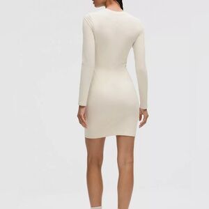 Lululemon Long Sleeve Cream Ribbed Dress, Waist 28”